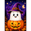 America Forever Cute Ghost in Pumpkin Halloween Garden Flag