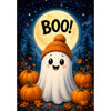 America Forever Cute Ghost with Pumpkins Boo Halloween Garden Flag