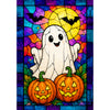 America Forever Stained Glass Halloween Ghost and Pumpkins Garden Flag
