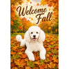 America Forever Welcome Fall White Poodle Autumn Leaves Garden Flag