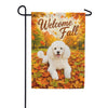 America Forever Welcome Fall White Poodle Autumn Leaves Garden Flag