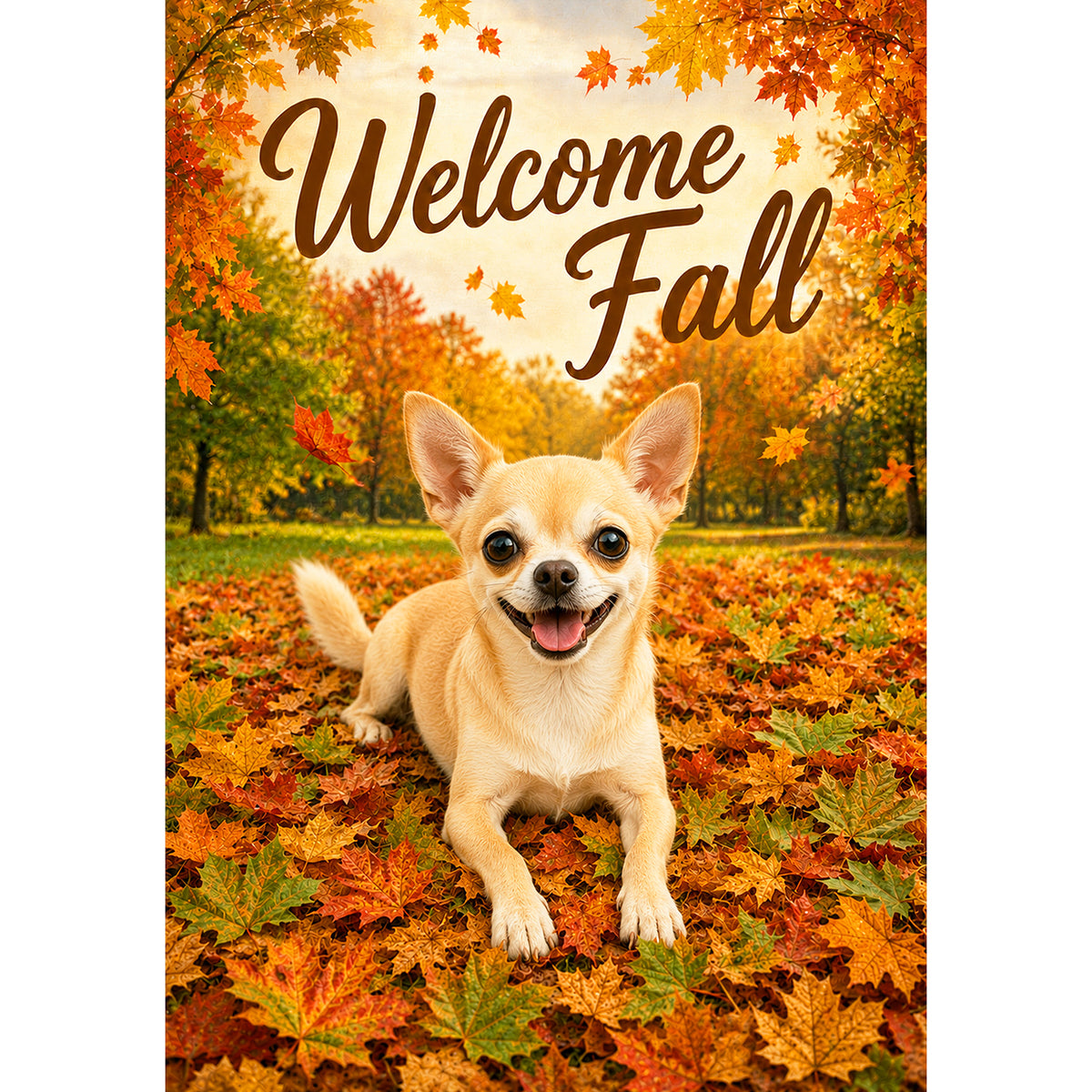 America Forever Welcome Fall Chihuahua Garden Flag
