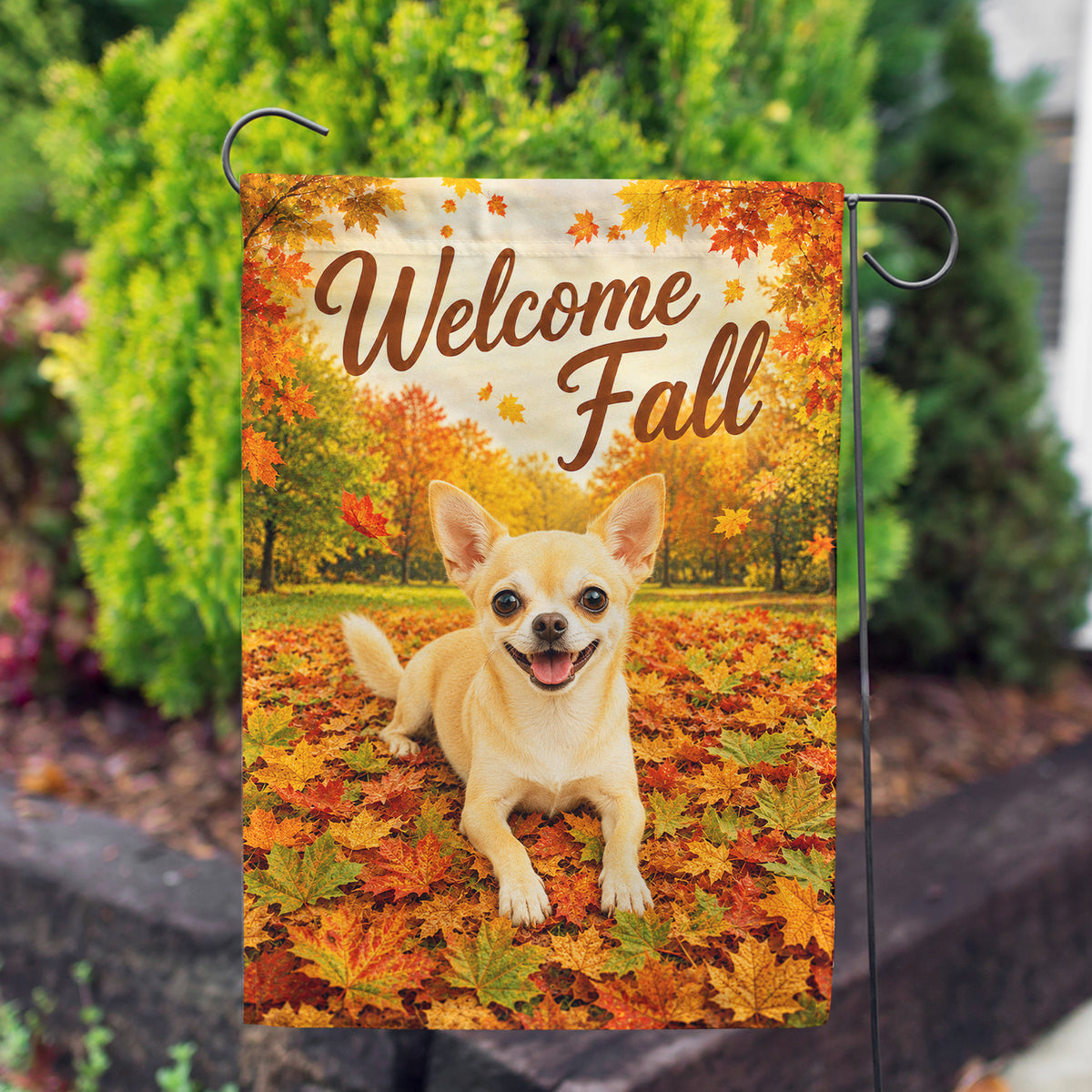 America Forever Welcome Fall Chihuahua Garden Flag