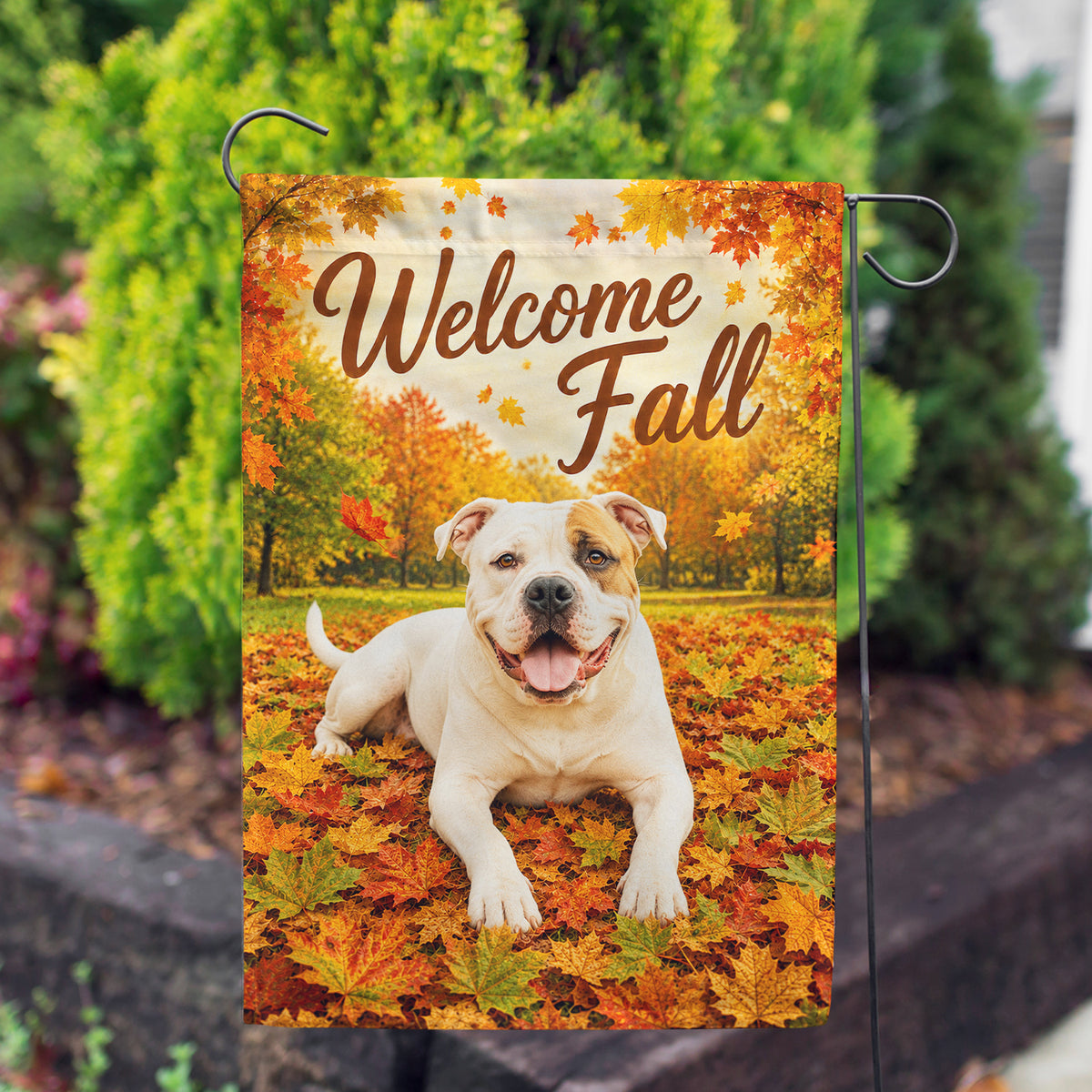 America Forever Welcome Fall Pitbull Garden Flag