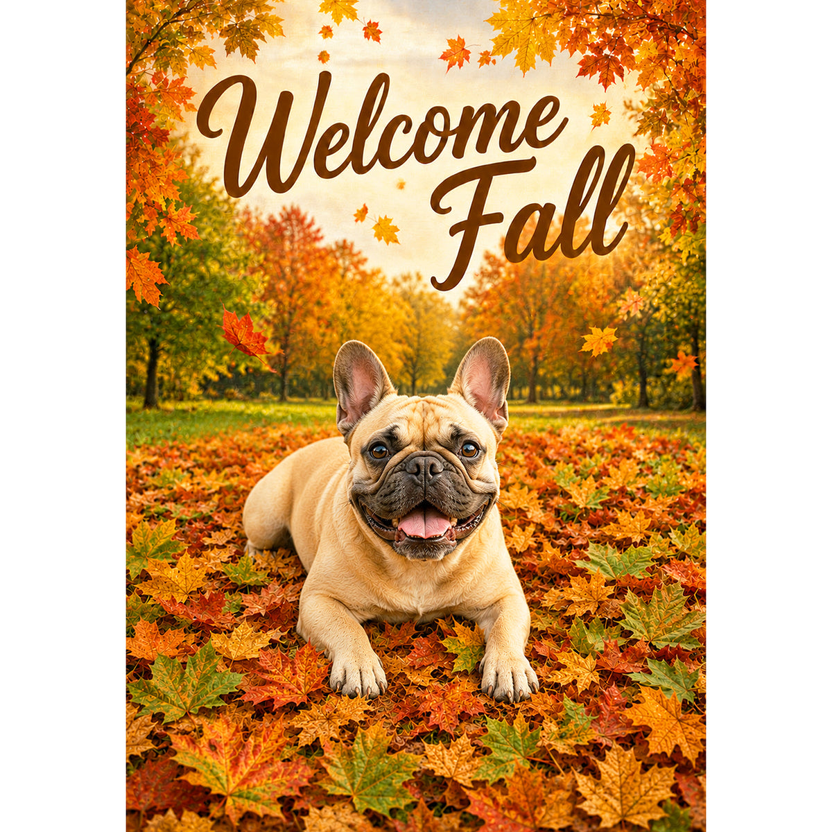 America Forever Welcome Fall Dog French Bulldog Garden Flag