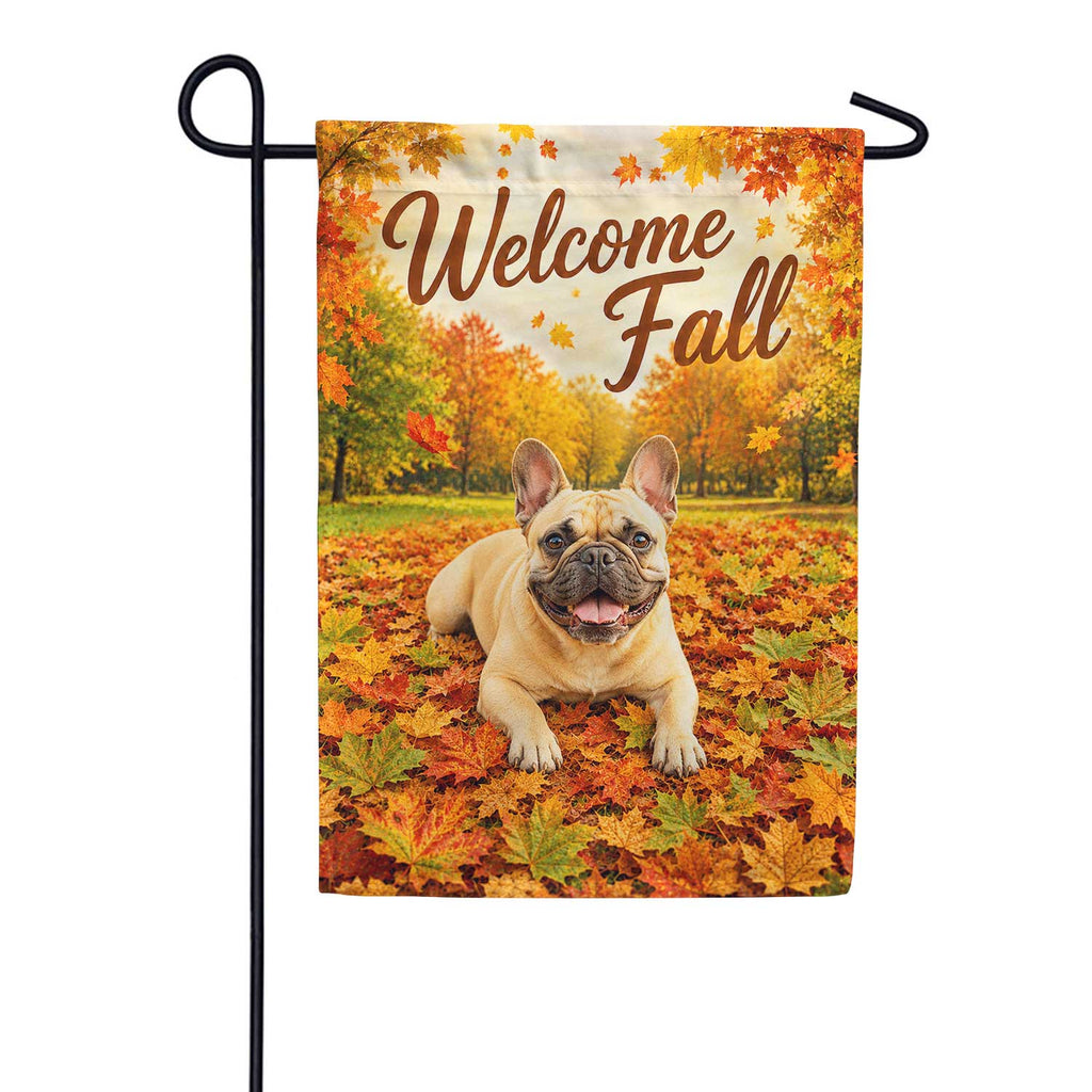 America Forever Welcome Fall Dog French Bulldog Garden Flag