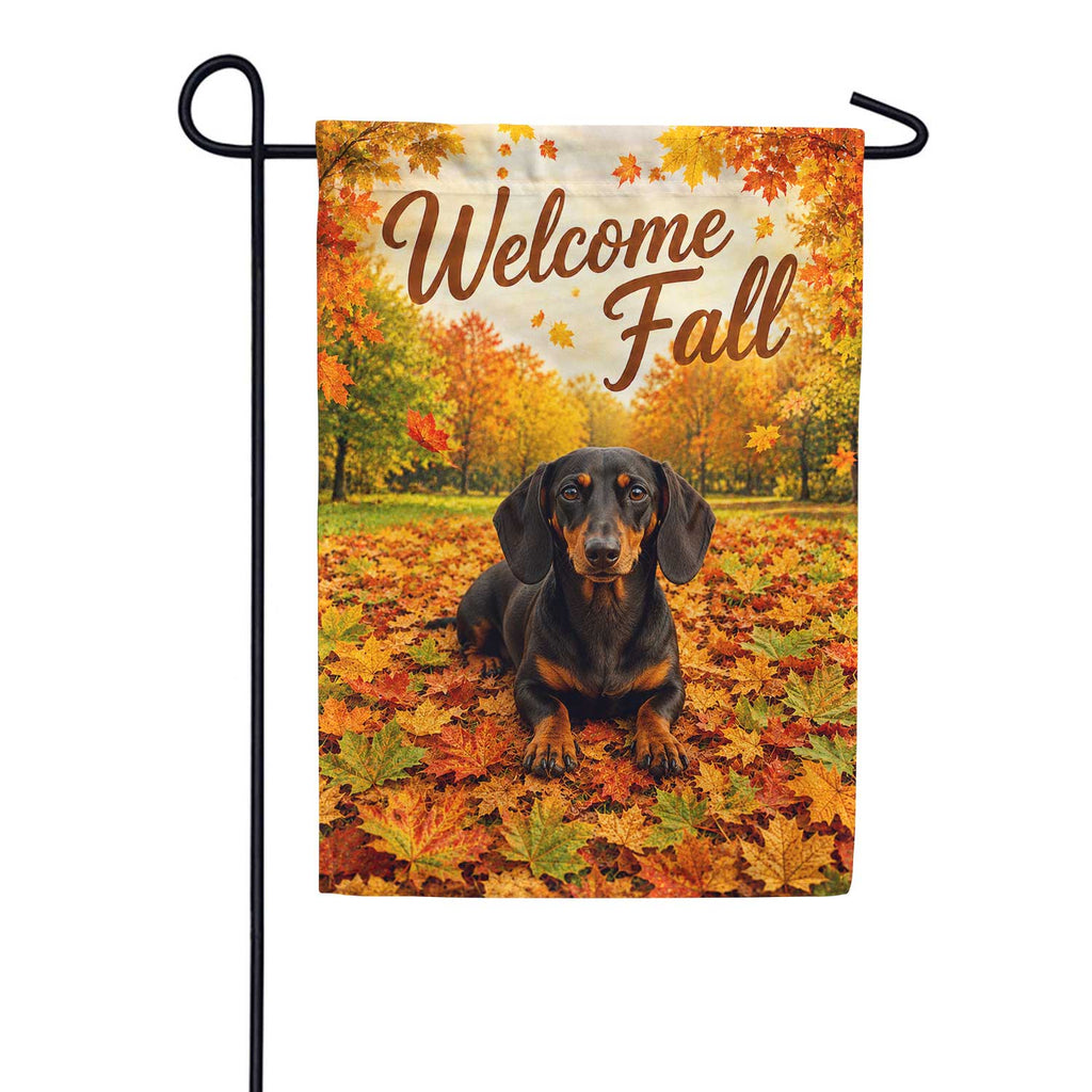 America Forever Welcome Fall Dachshund Garden Flag
