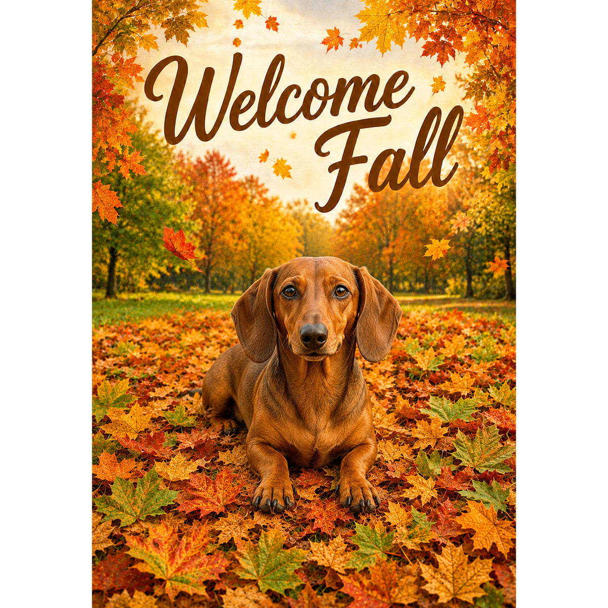 America Forever Welcome Fall Dog Dachshund Garden Flag