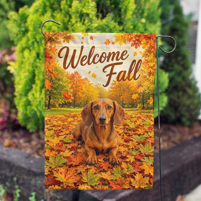 America Forever Welcome Fall Dog Dachshund Garden Flag