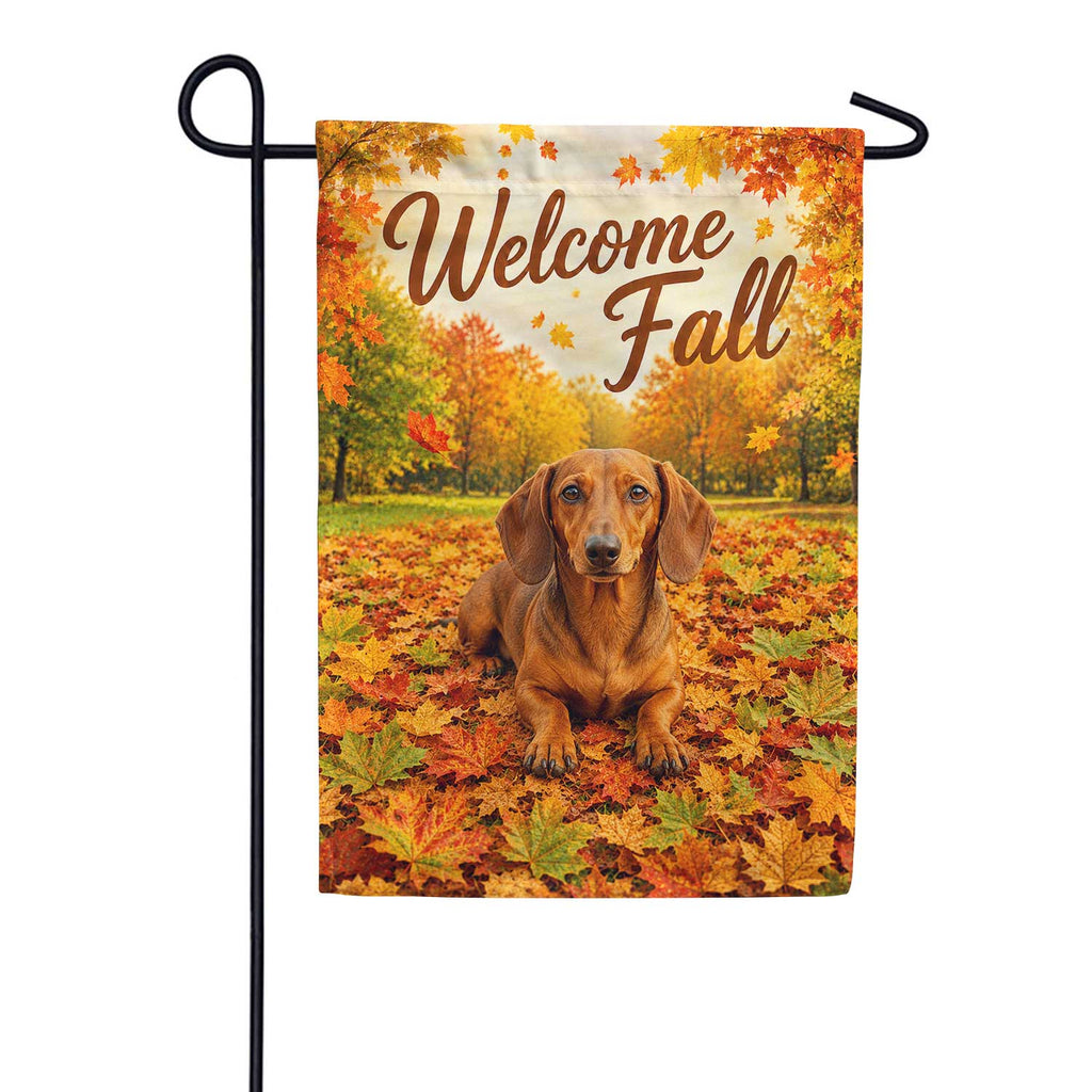 America Forever Welcome Fall Dog Dachshund Garden Flag