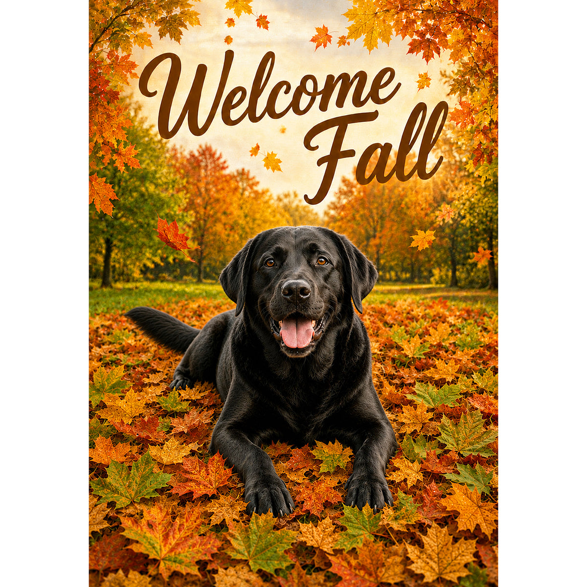 America Forever Welcome Fall Black Labrador Garden Flag