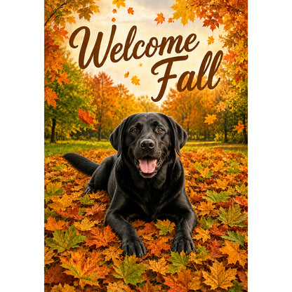 America Forever Welcome Fall Black Labrador Garden Flag