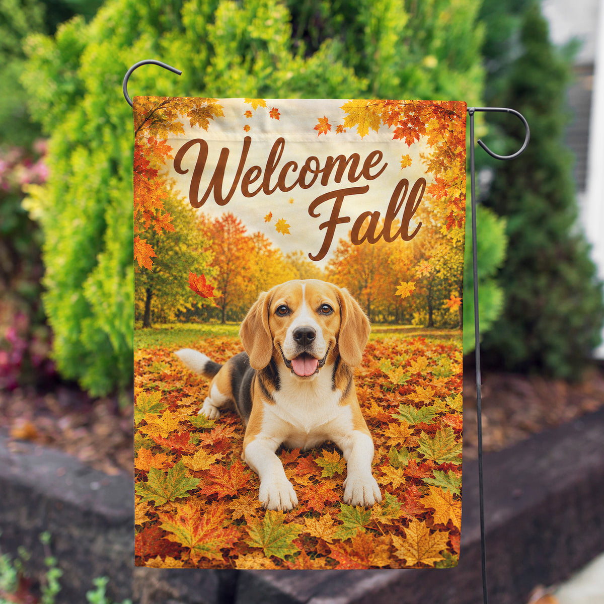 America Forever Welcome Fall Beagle Garden Flag