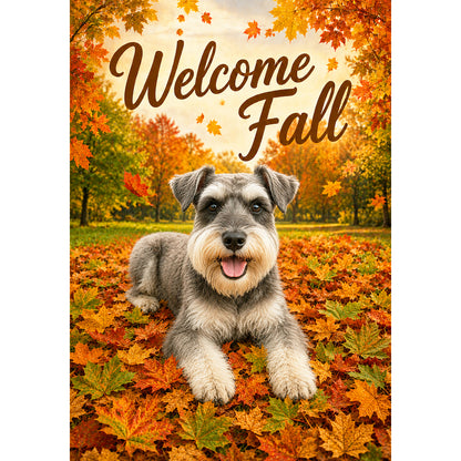 America Forever Welcome Fall Schnauzer Dog Garden Flag
