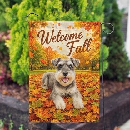 America Forever Welcome Fall Schnauzer Dog Garden Flag