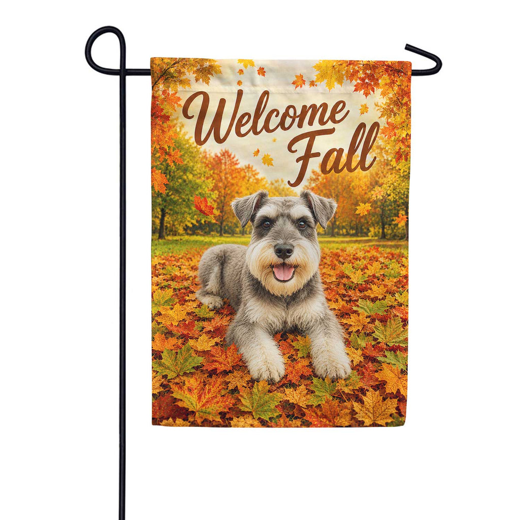America Forever Welcome Fall Schnauzer Dog Garden Flag