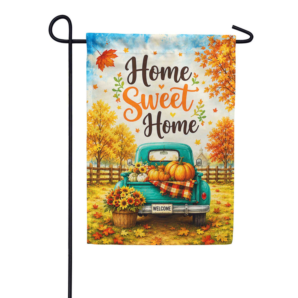 America Forever Home Sweet Home Fall Truck Pumpkin Garden Flag