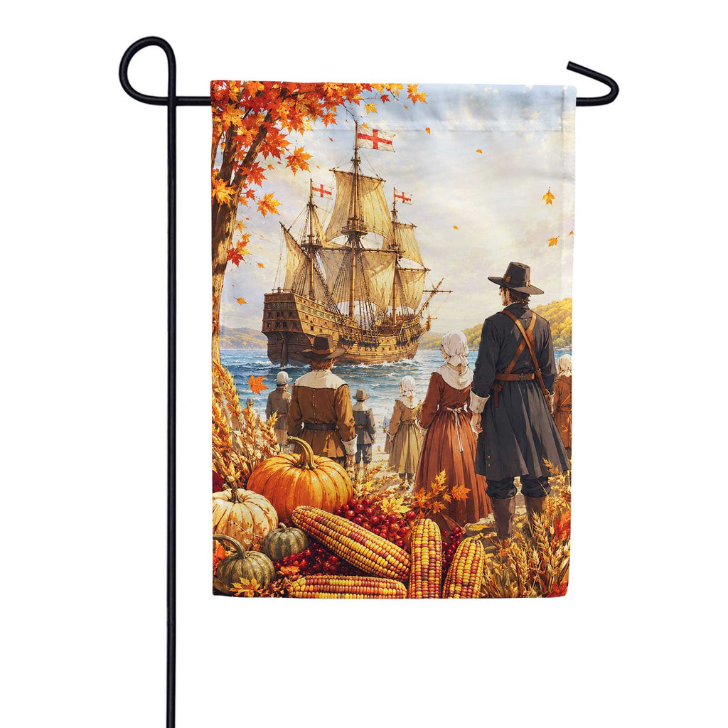 America Forever Pilgrim Mayflower Thanksgiving Garden Flag