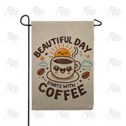 America Forever Beautiful Day Coffee Burlap Garden Flag