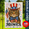 Meowica Patriotic Cat 4th of July Burlap Garden Flag