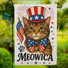 Meowica Patriotic Cat 4th of July Burlap Garden Flag