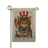 Meowica Patriotic Cat 4th of July Burlap Garden Flag
