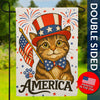 Patriotic Cat America 4th of July Burlap Garden Flag