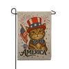 Patriotic Cat America 4th of July Burlap Garden Flag