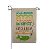 Lake Rules Rustic Burlap Garden Flag