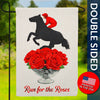 Run for the Roses Kentucky Derby Horse Burlap Garden Flag