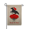 Run for the Roses Kentucky Derby Horse Burlap Garden Flag