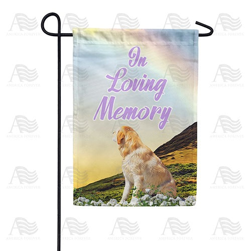 America Forever Dog Crossed Over Rainbow Bridge Garden Flag