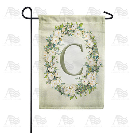America Forever Sage Floral Monogram Garden Flag
