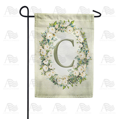 America Forever Sage Floral Monogram Garden Flag