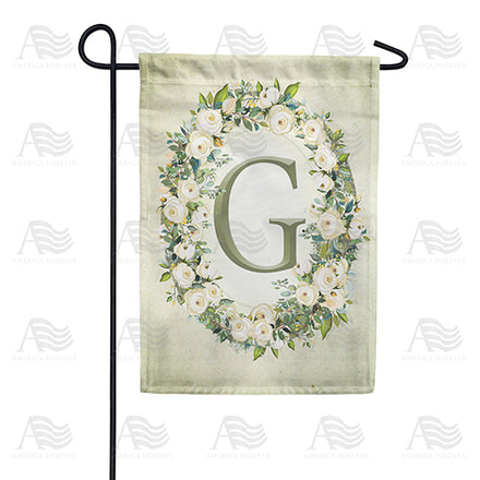 America Forever Sage Floral Monogram Garden Flag
