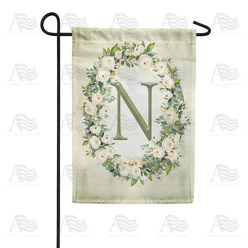 America Forever Sage Floral Monogram Garden Flag