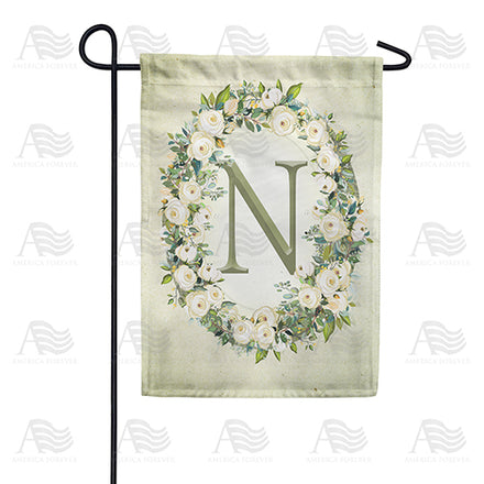 America Forever Sage Floral Monogram Garden Flag