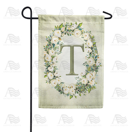 America Forever Sage Floral Monogram Garden Flag