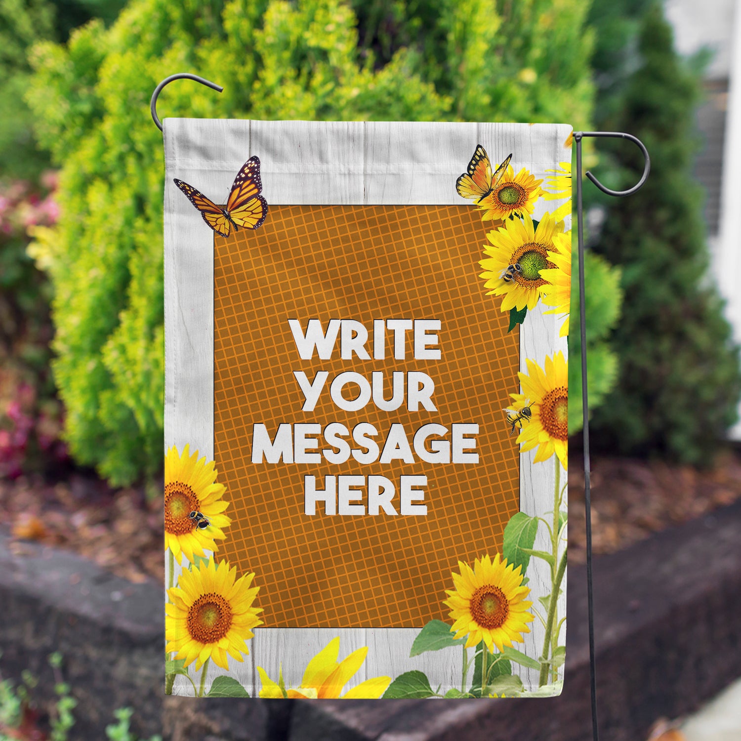America Forever Personalized Country Sunflowers Message Garden Flag