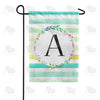 America Forever Blue Striped Watercolor Monogram Garden Flag
