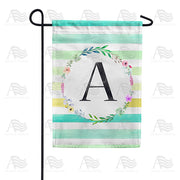 Blue Striped Watercolor Monogram Garden Flag