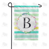 America Forever Blue Striped Watercolor Monogram Garden Flag