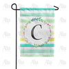 America Forever Blue Striped Watercolor Monogram Garden Flag