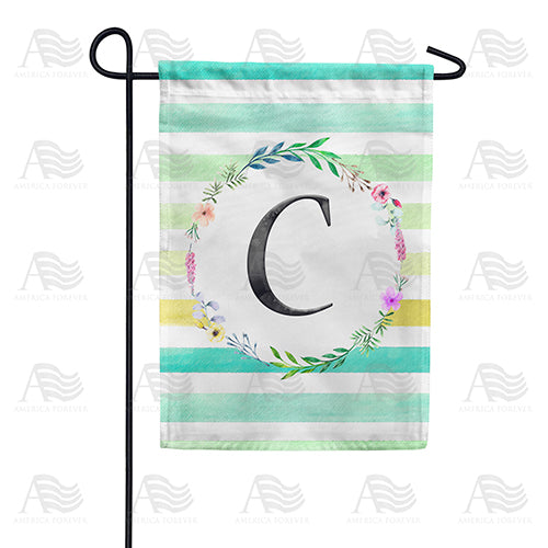 America Forever Blue Striped Watercolor Monogram Garden Flag
