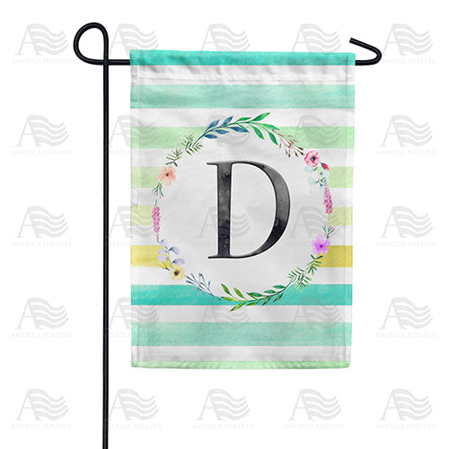 America Forever Blue Striped Watercolor Monogram Garden Flag