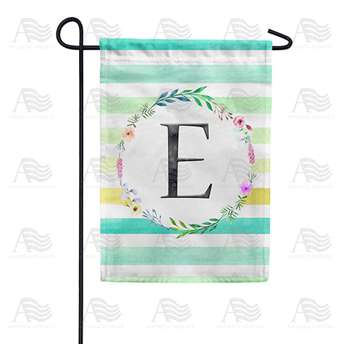 America Forever Blue Striped Watercolor Monogram Garden Flag