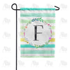America Forever Blue Striped Watercolor Monogram Garden Flag