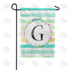 America Forever Blue Striped Watercolor Monogram Garden Flag