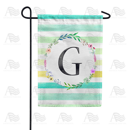 America Forever Blue Striped Watercolor Monogram Garden Flag