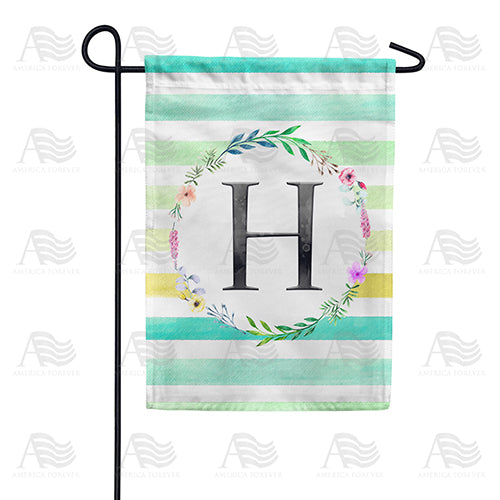 America Forever Blue Striped Watercolor Monogram Garden Flag